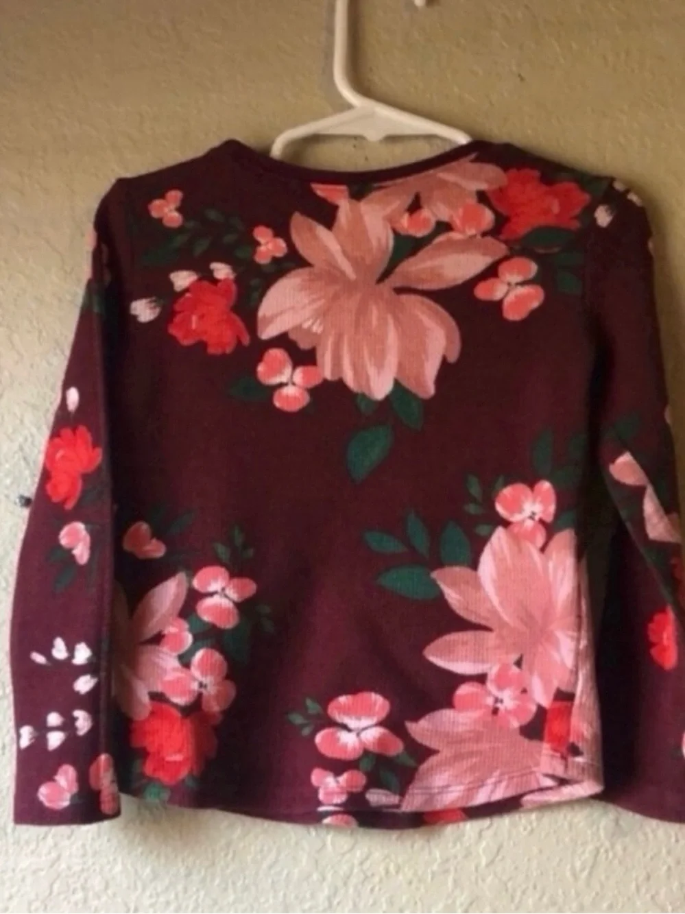 Old Navy Shirt Girls Burgundy Floral Long Sleeve Shirt Casual Top Sz Toddler 4T